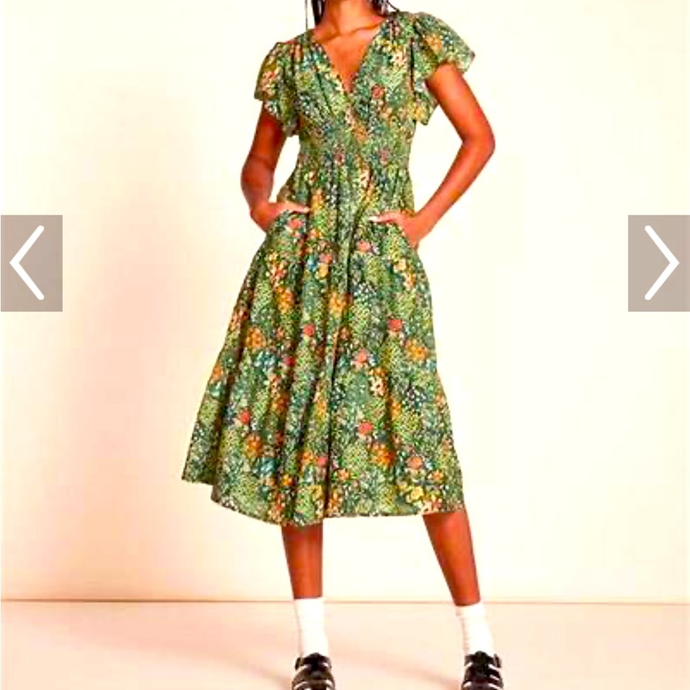 Trovata Birds of Paradise dress in green print